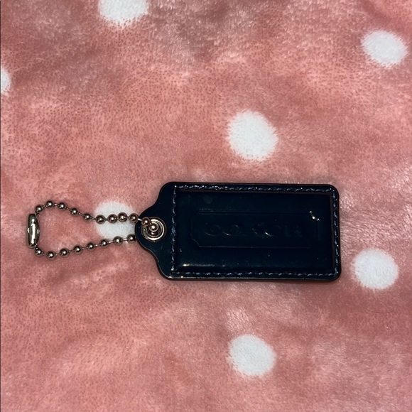 Coach Large Navy Blue Patented Leather Bag Hang Tag - Picture 1 of 6